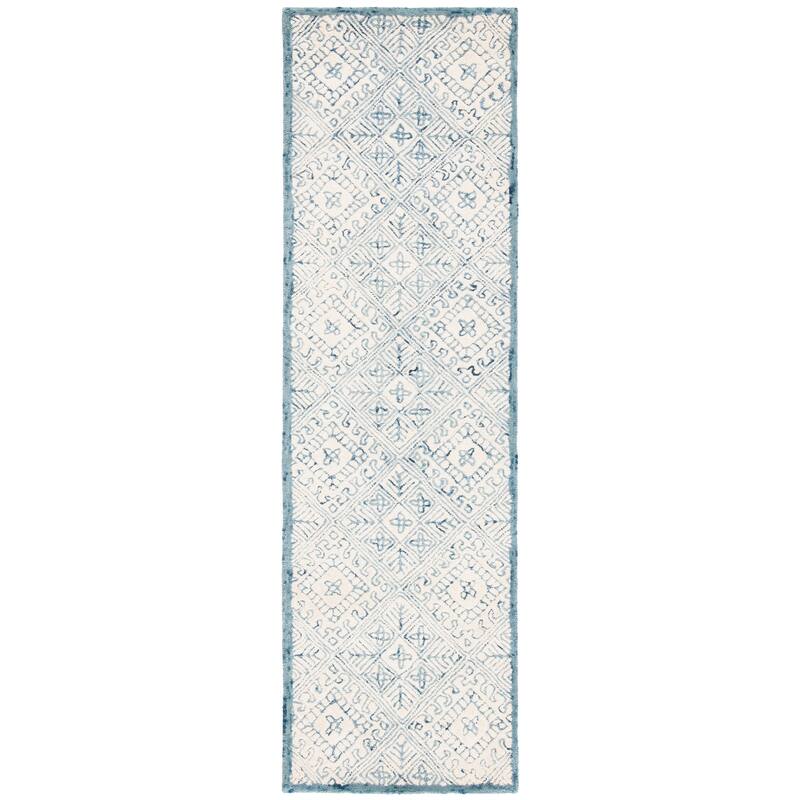 SAFAVIEH Handmade Glamour Klarita Wool Rug - 2'3" x 8' Runner - Blue/Ivory