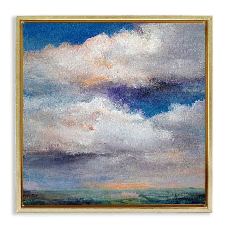 Stupell Restless White Clouds Framed Floater Canvas Wall Art Design By Karen Hale - 25 x 25 - Gold