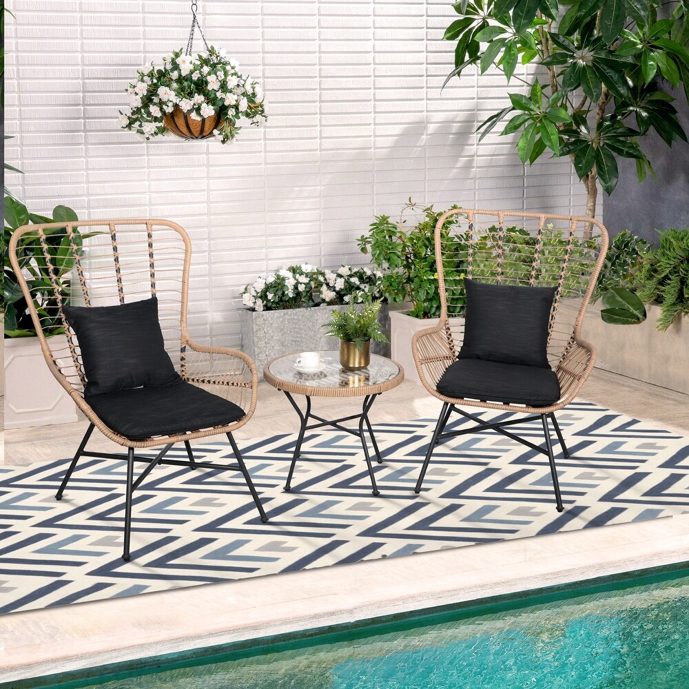 3-Piece Wicker Outdoor Patio Bistro Sets