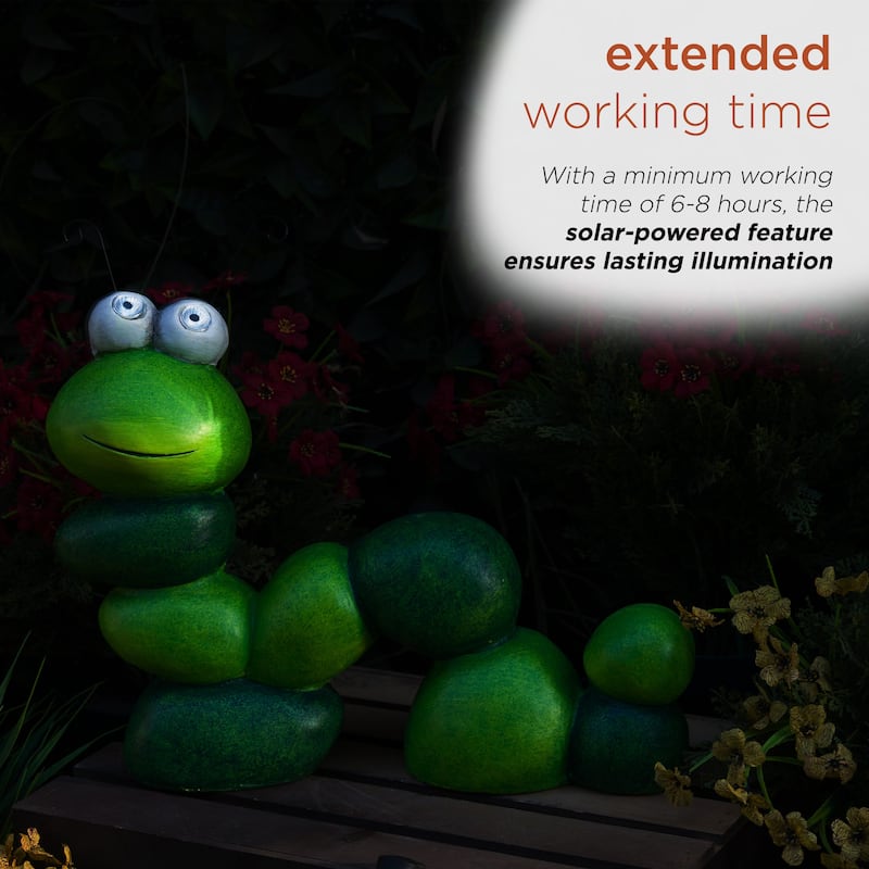 Solar Caterpillar Statuary w/ LED Light-Up Eyes