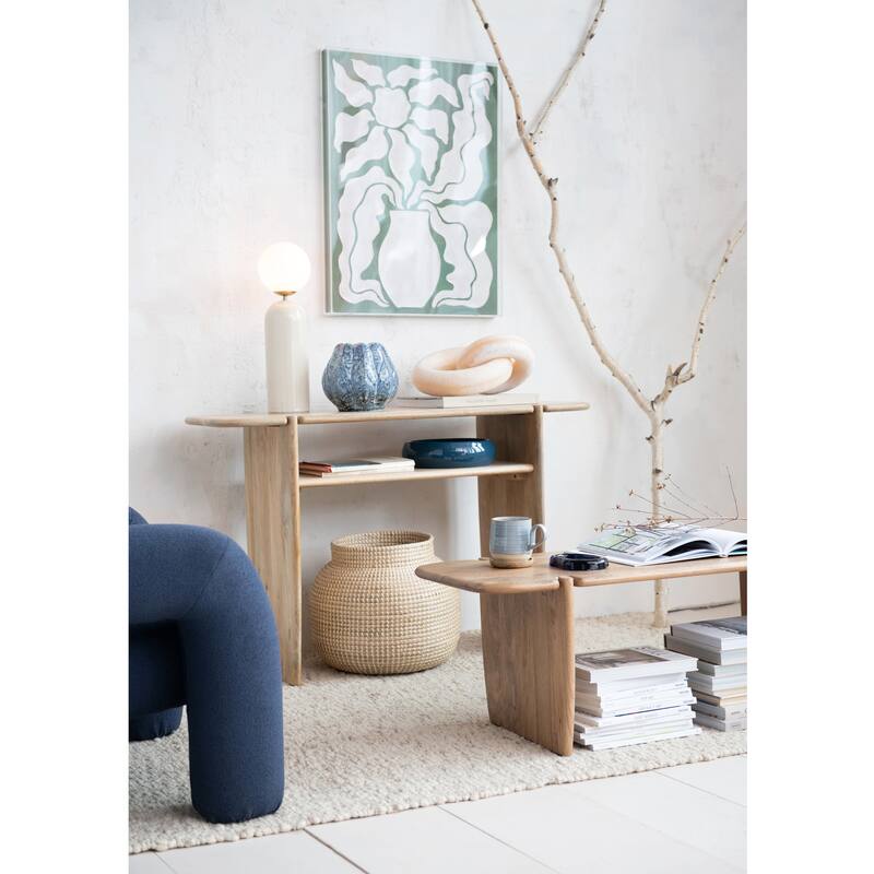 Mango Wood Accent Table with Shelf