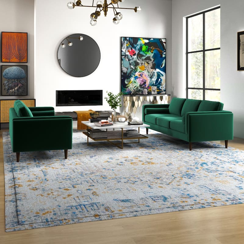 Fatih Mid Century Velvet Sofa Set