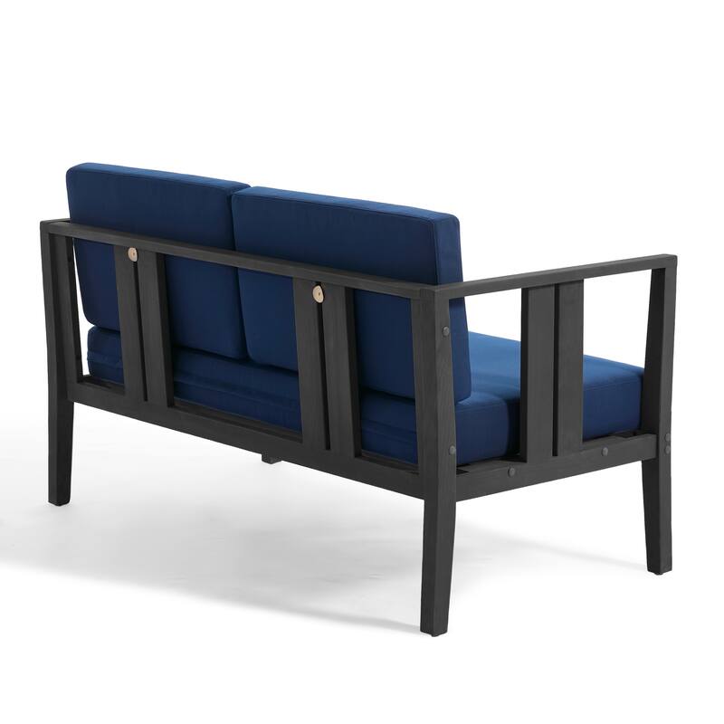 Outdoor Teak Solid Wood Patio Furniture Set Loveseat Armchair Table Collection