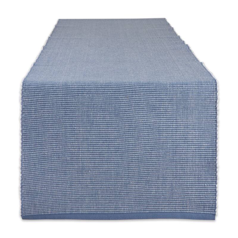 DII Stonewash Blue & White 2-Tone Ribbed Table Runner
