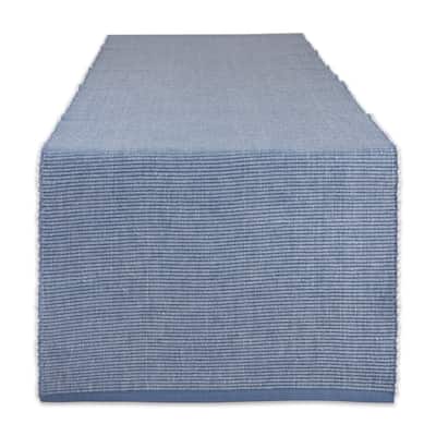 DII Stonewash Blue & White 2-Tone Ribbed Table Runner