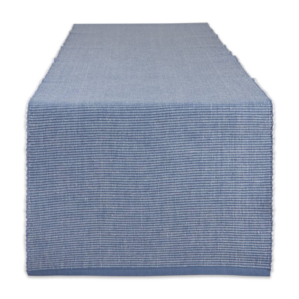 DII Stonewash Blue & White 2-Tone Ribbed Table Runner