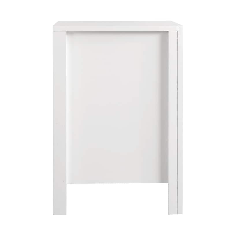 White Nightstand 25x22x17 with Two Drawers, Compact Bedside Table for Storage and Clean Modern Bedroom Accent Furniture
