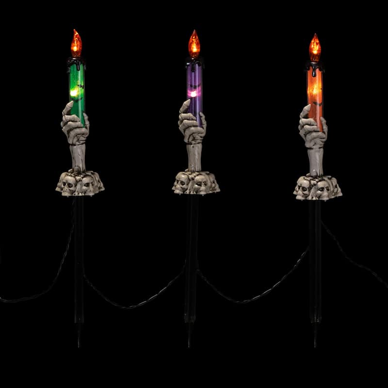 LED Lighted Skeleton Candle Halloween Decorations - 8.5" - Set of 6
