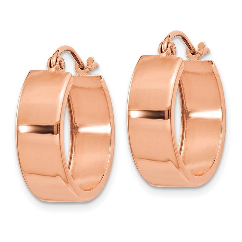 Curata 14k Rose Gold Solid Polished 16x5.5mm Flat Hoop Earrings
