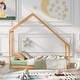 preview thumbnail 1 of 8, Twin Size Wooden House Bed with Semi-Enclosed Design for Comfortable and Breathable Sleep Spaces