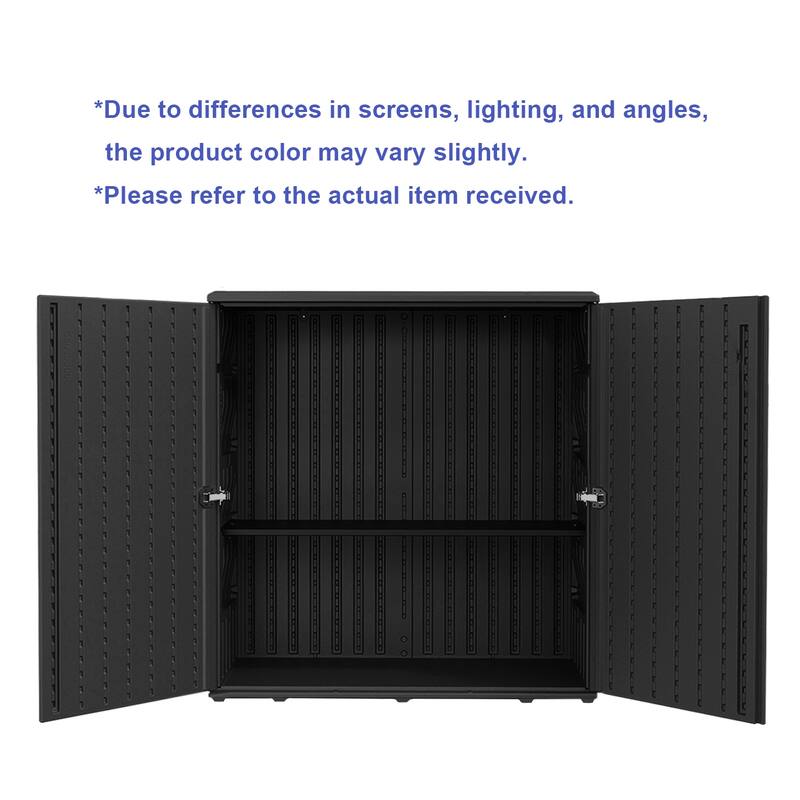 Outdoor 34.3"W x 36.2"H Plastic Vertical Storage Shed With One Shelf