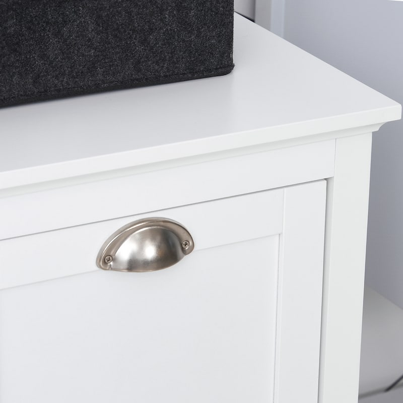 HOMCOM Laundry Room Organization and Storage Cabinet Freestanding Furniture with 2 Tilt Out Hamper Design, White - 30*15.75*27.5