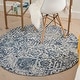 preview thumbnail 45 of 53, Nourison Damask Distressed Contemporary Area Rug 4' x 4' - Ivory/Navy - Runner/Round