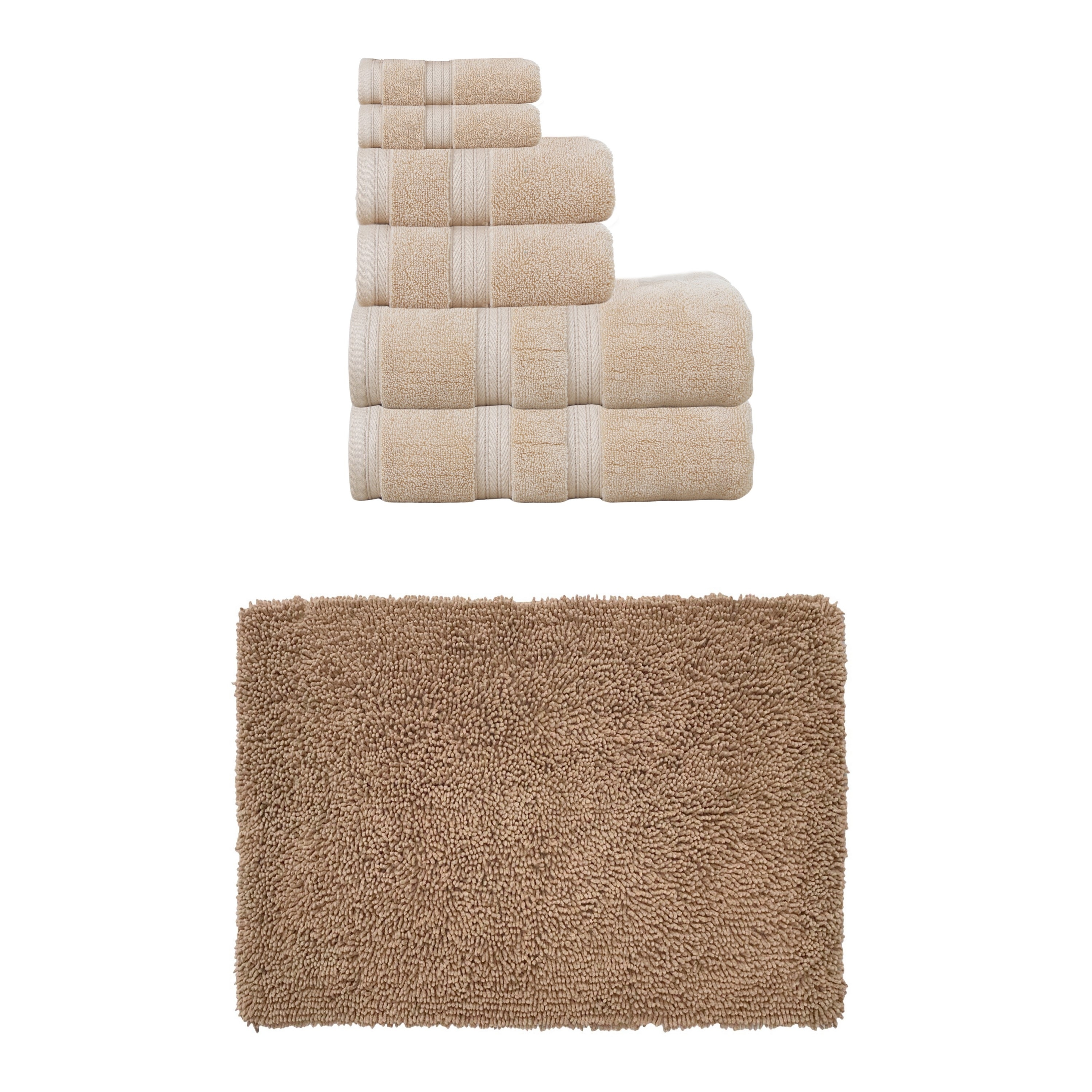 Home Weavers Fantasia Collection 100% Soft Cotton 6 Pc Towel Set & 1 Pc 21x34" Bath Rug, Machine Washable & Non Slip (Set of 7)