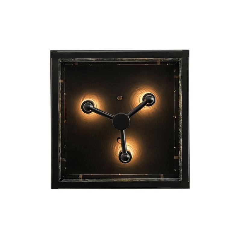 Industrial 3-Light Square Seeded Glass Cage Flush Mount Light 9.8in