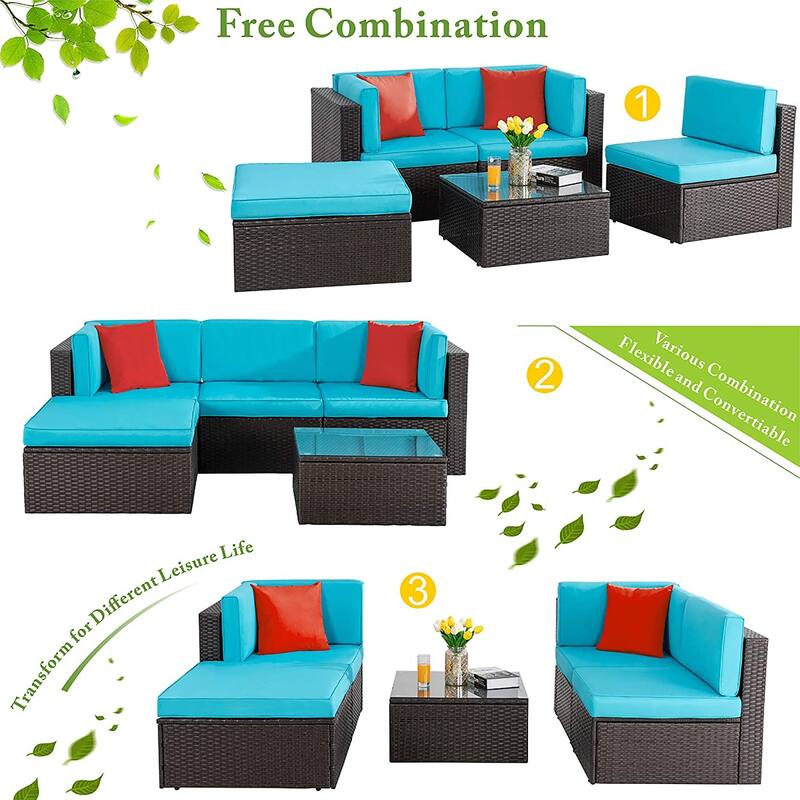 Futzca 5-Piece PE Wicker Outdoor Patio Furniture Set