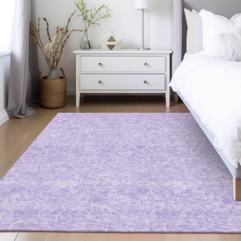 Machine Washable Indoor/ Outdoor Chantille Floral Farmhouse Rug