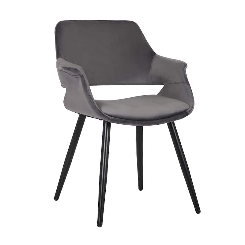 Porthos Home Fulco Velvet Mid-century Dining Chair - Dark Grey