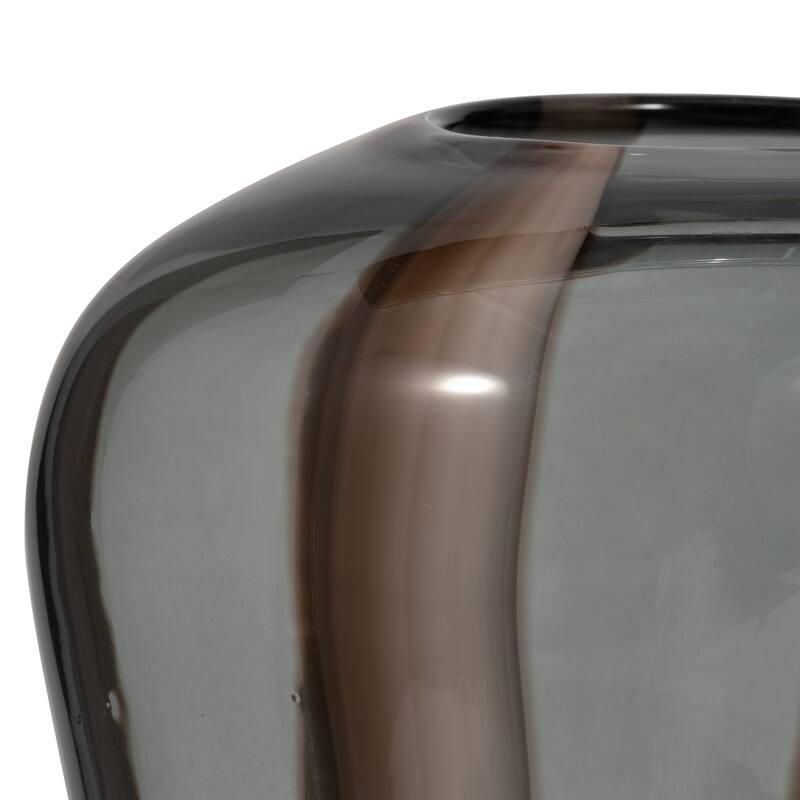 Glass Modern Striped Decorative Vase - Brown