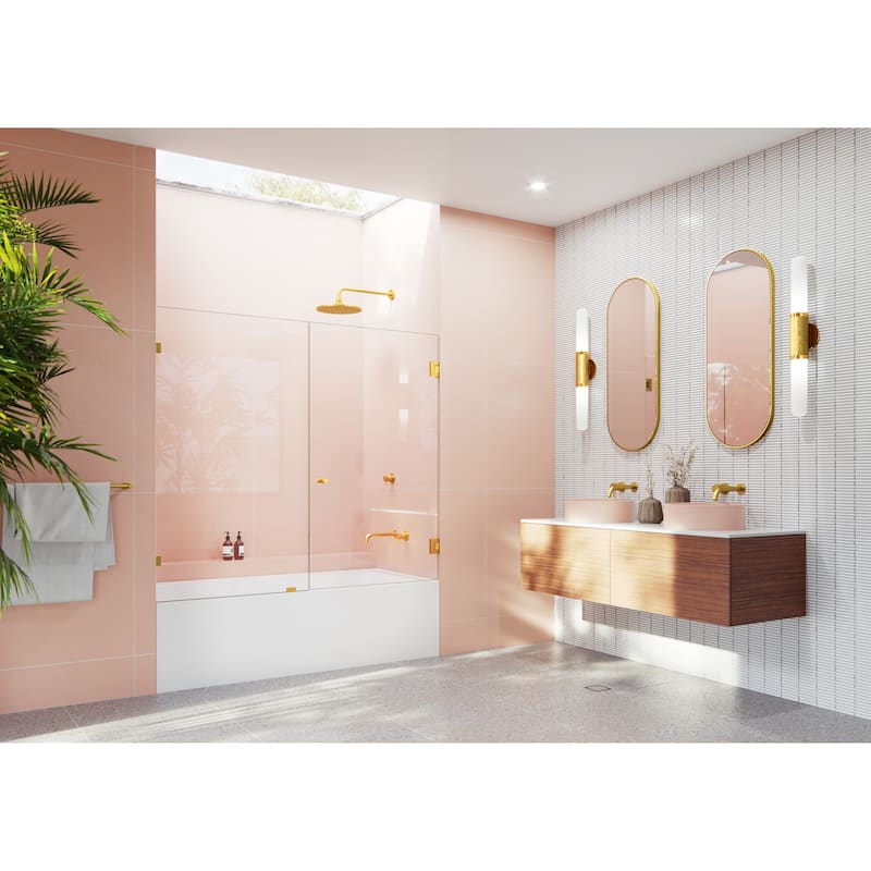 Glass Warehouse 58.25" x 68" Frameless Shower Bath Door - Wall Hinge