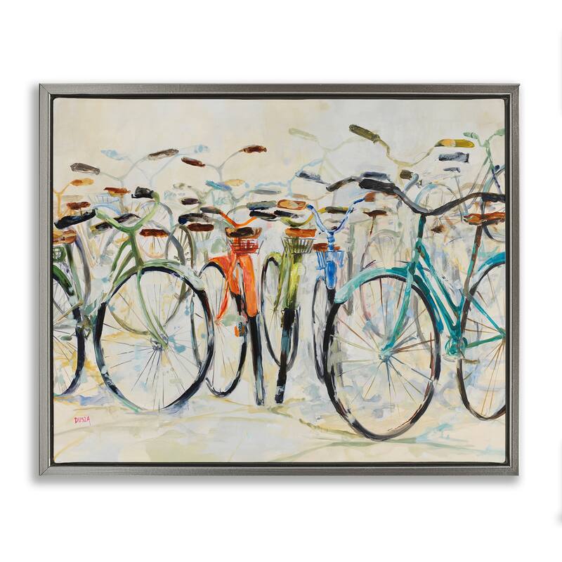 Stupell Abstract Expressive Bicycles Framed Floater Canvas Wall Art Design By Dusza - 21 x 17 - Grey