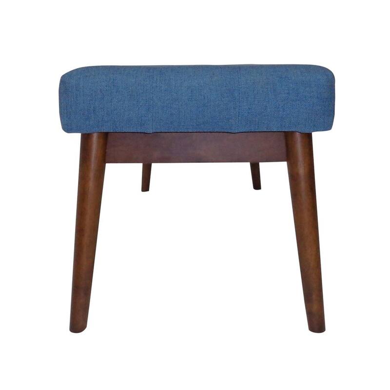 Mid-Century Tufted Ottoman with Rubberwood Frame by Christopher Knight Home