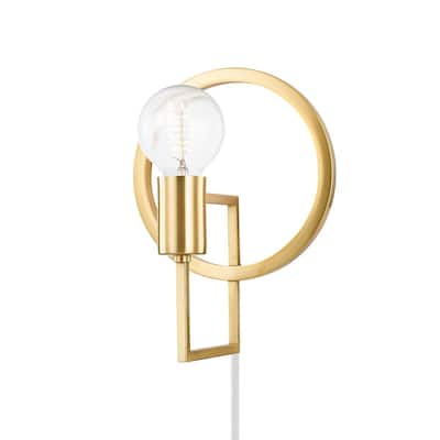 Mitzi By Hudson Valley Tory 1 Light Portable Wall Sconce Aged Brass