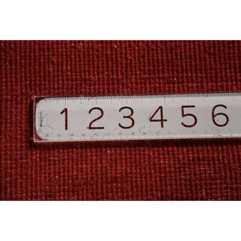 Red Modern Gabbeh Oriental Runner Rug Hand-Knotted Wool Carpet - 3'4" x 16'2"