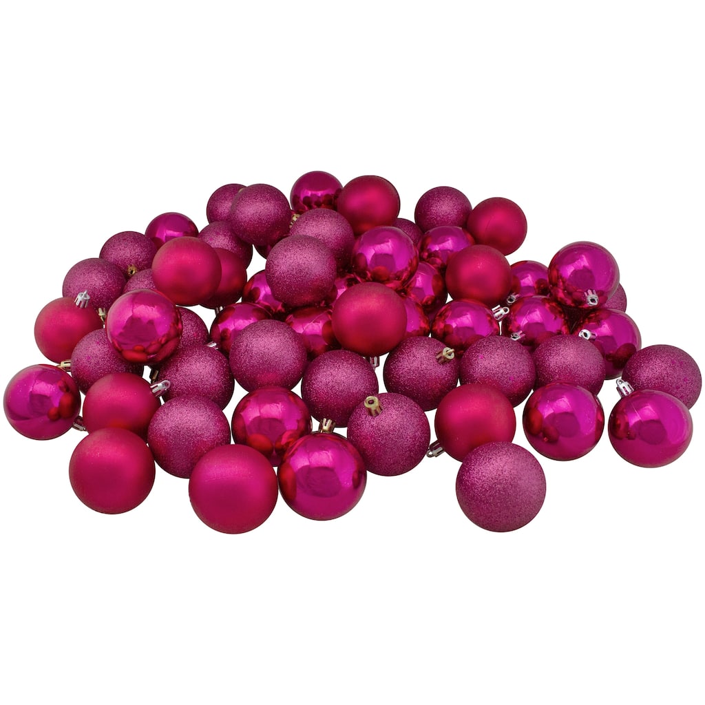 60ct Red Purple Shatterproof 4-Finish Christmas Ball Ornament 2.5"