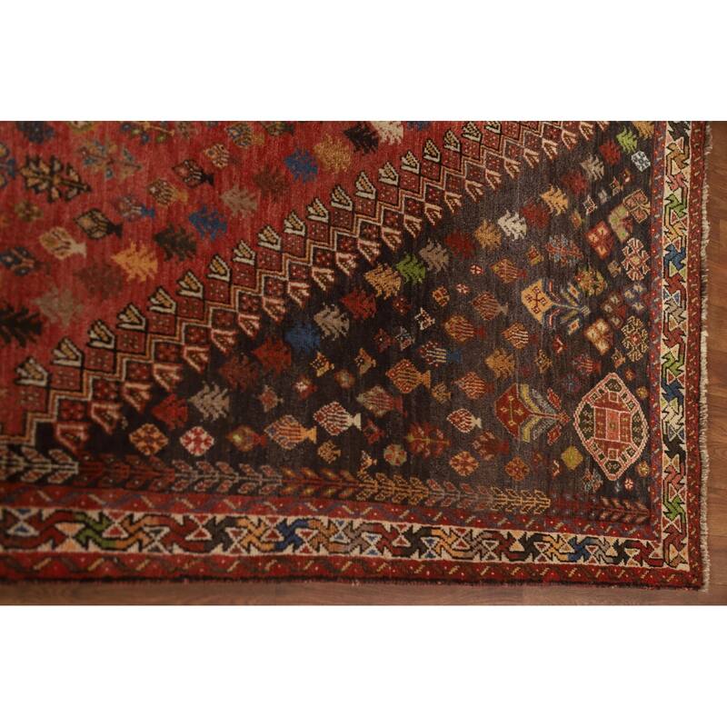 Vegetable Dye Shiraz Persian Vintage Area Rug Hand-Knotted Wool Carpet - 6'0"x 9'11"