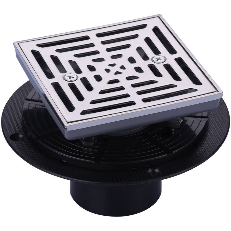 WOWOW 4.5 in. Floor Drain with Square Screw-Tite Strainer - Brushed Nickel