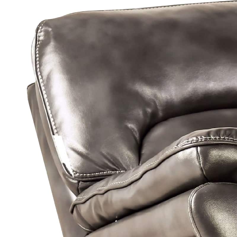Josy Manual Glider Recliner Chair, Pillow Top Arms, Dark Gray Faux Leather