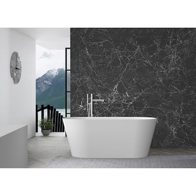 67" Freestanding Acrylic Streamline Stand Alone Soaking Bathtubs with Overflow and Drain