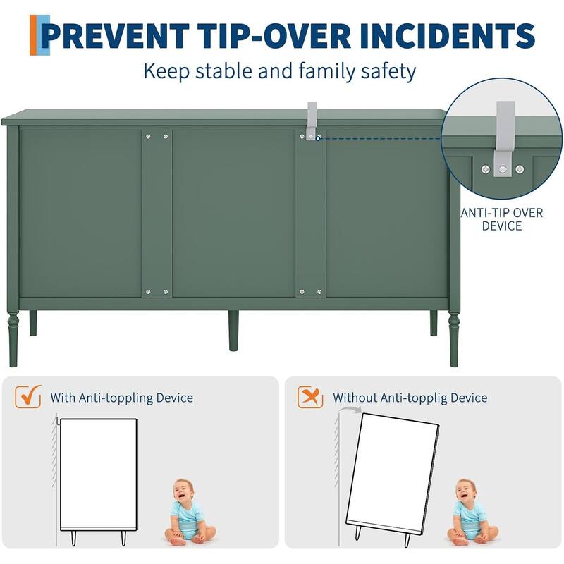 59" Sideboard Buffet Cabinet with Storage, Modern Credenza with 4 Doors and Adjustable Shelves