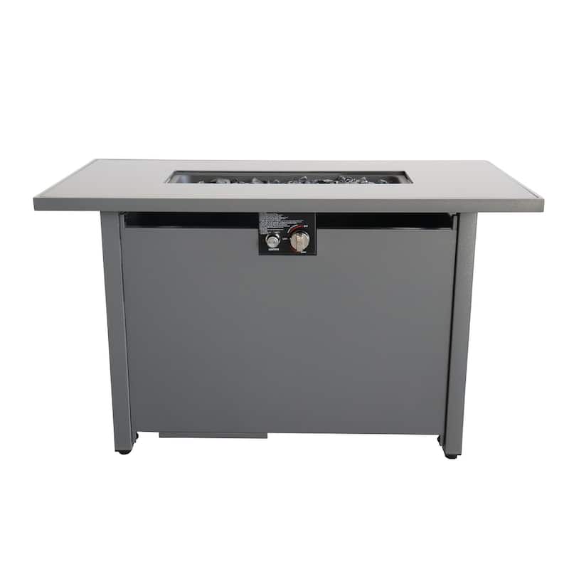 LSI 42 White Smoked Glass Metal Rectangle Fire Pit