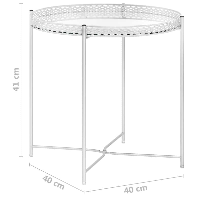 vidaXL Side Table Silver 15.7"x15.7"x16.1" Glass - 15.7" x 15.7" x 16.1"