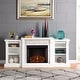 preview thumbnail 1 of 25, SEI Furniture Remote Controlled LED Electric Fireplace with Mantel in White Stone and Storage