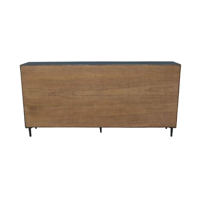 Cara Sideboard Buffet Cabinet, 4 Glass Pane Doors, 83 Inch Espresso Brown