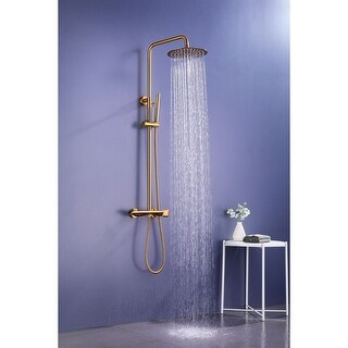 Modern Brushed Gold Wall Mounted Thermostatic Bathroom Shower Set - Bed ...