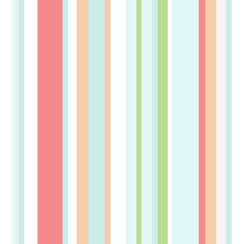 Seabrook Designs Walk the Line Unpasted Wallpaper - 20.5 in. W x 33 ft. L - Peach & Aqua