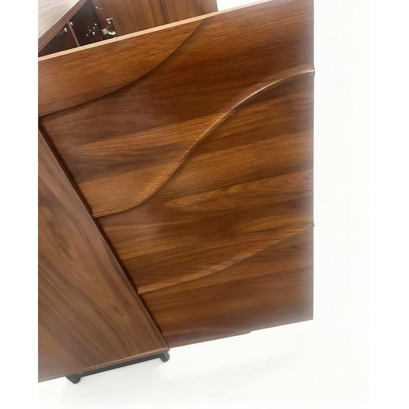 GDF Studio - Marlow Modern Wood Sideboard with Wave Relief Design and Iron Legs