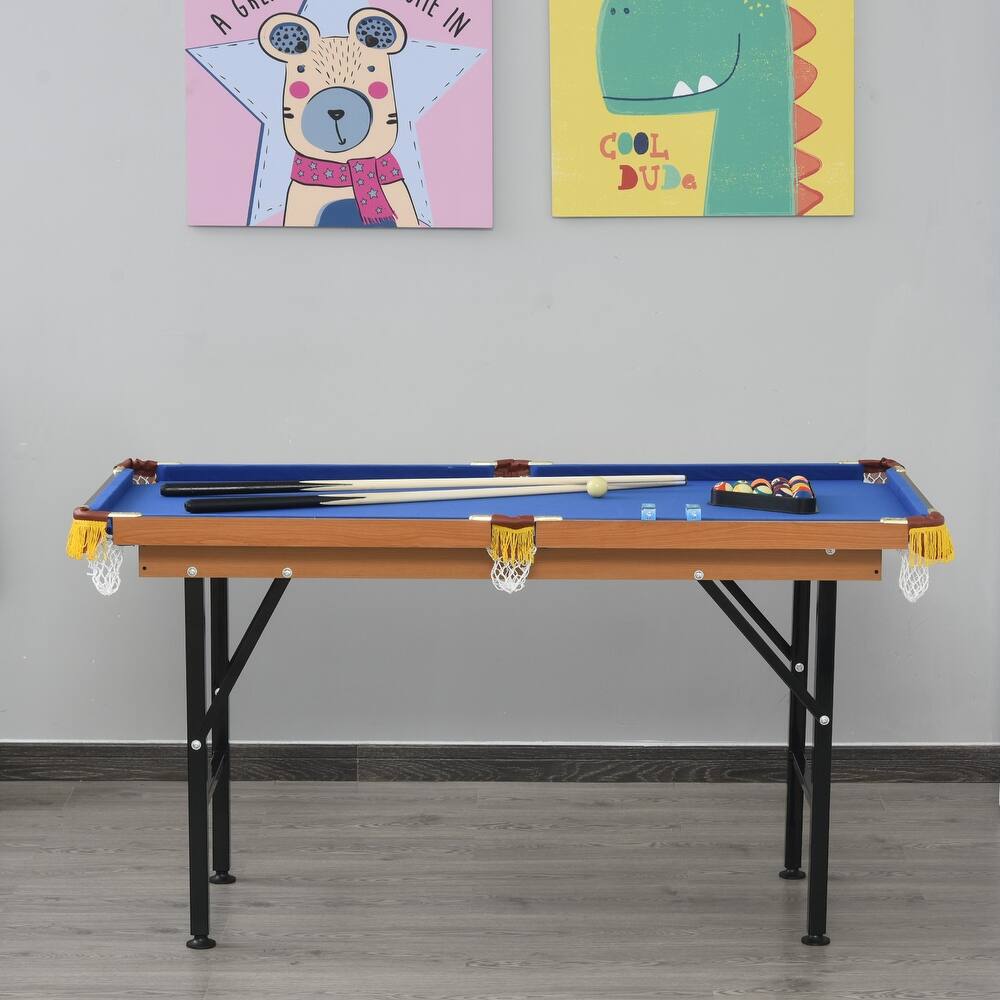 Soozier Portable Folding Billiards Table Game Pool Table for Kids Adults With Cues, Ball, Rack, Brush, and Steel Frame