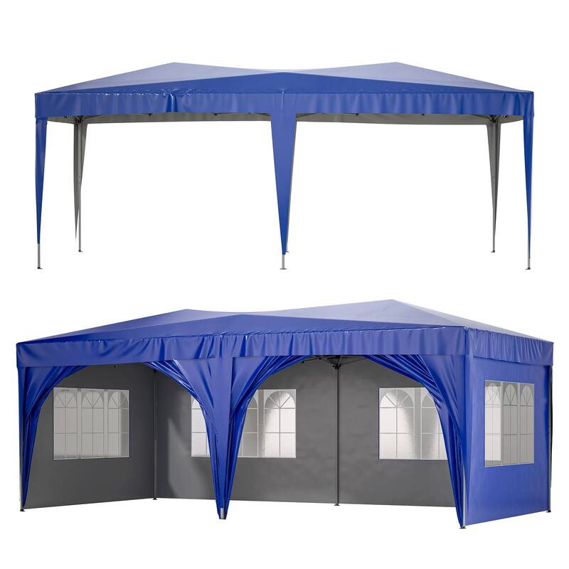 10 ft. x 20 ft. Pop Up Canopy Outdoor Portable Party Wedding Tent with 6 Removable Sidewalls and Carry Bag + 6pcs Weight Bag