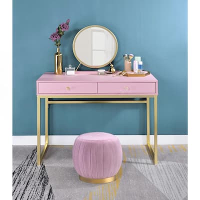 2 Drawers Vanity Desk with Mirror and Jewelry Tray