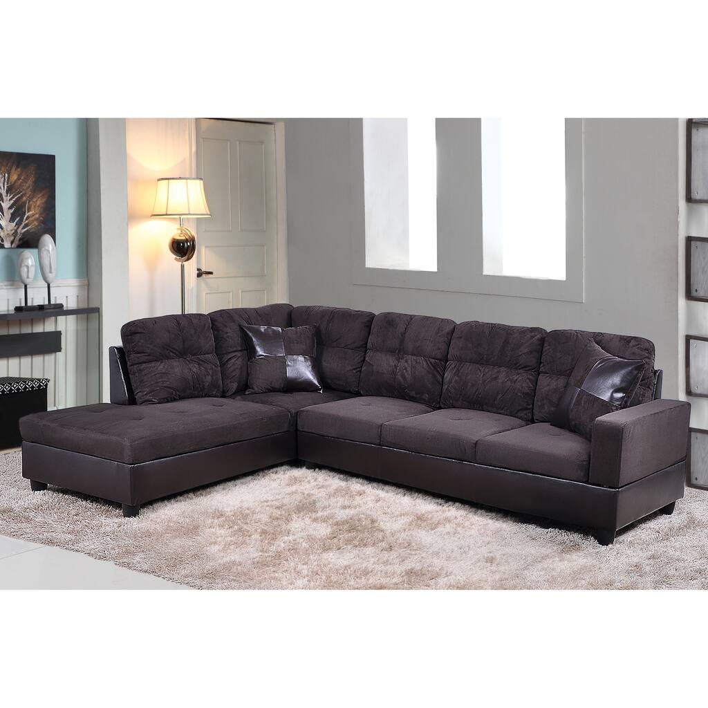 2 Piece Micro-fiber Sectional Sofa Set - Sofa Chaise & Ottoman