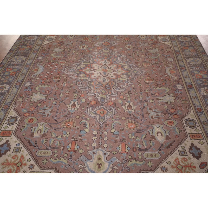 Geometric Tabriz Persian Vintage Area Rug Handmade Wool Carpet - 7'6"x 11'0"