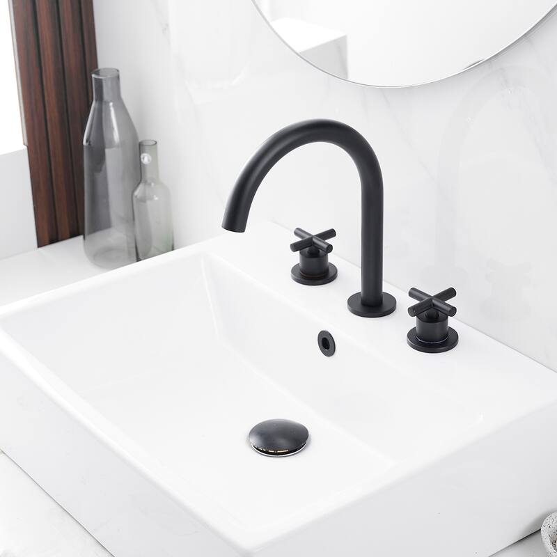 Widespread Bathroom Faucet 3-Hole Double Handle Vanity Tap with Pop-Up Drain