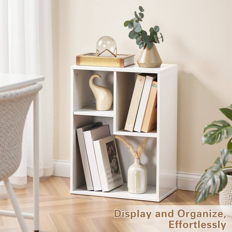 VECELO 2-Pack Cube Bookcase 3-Tier Small Bookshelf Vertical or Horizontal Space Saving Bookcase for Small Space