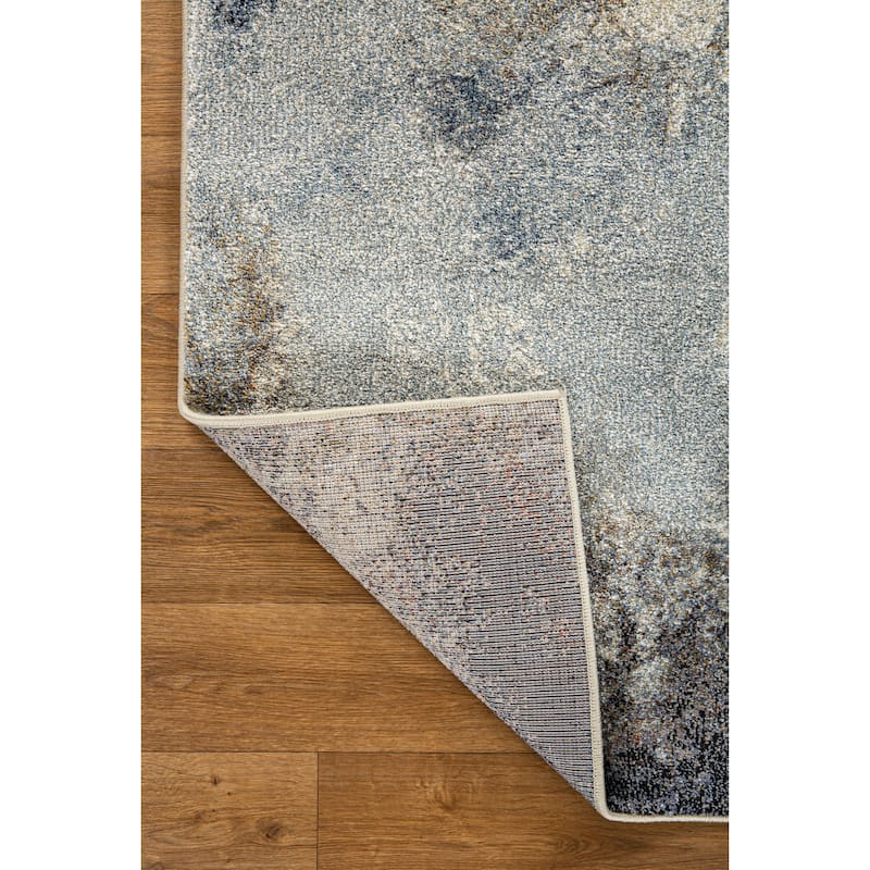 Olympia Collection Blue and Beige Abstract Design Area Rug