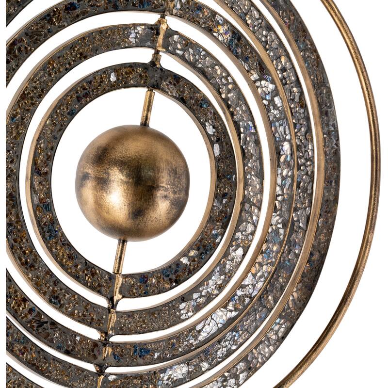 Luisa Antiqued Metal & Glass Orbital Decorative Object - 19" x 12" x 29"